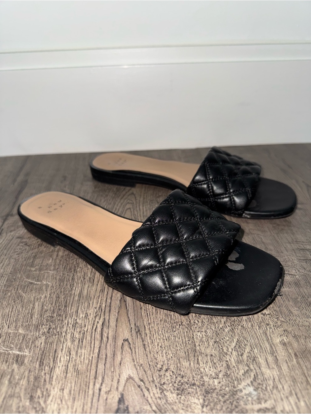 a new day Black Quilted Slide Sandals